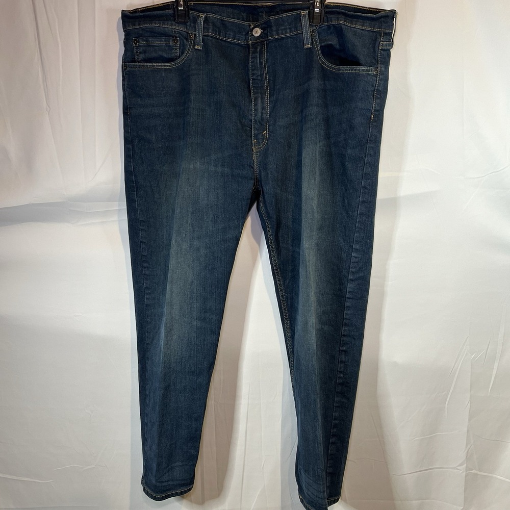 Levi Strauss Men's 502 Taper Stretch Jeans Dark Blue B&T 46x32 Denim Jean Levis‎